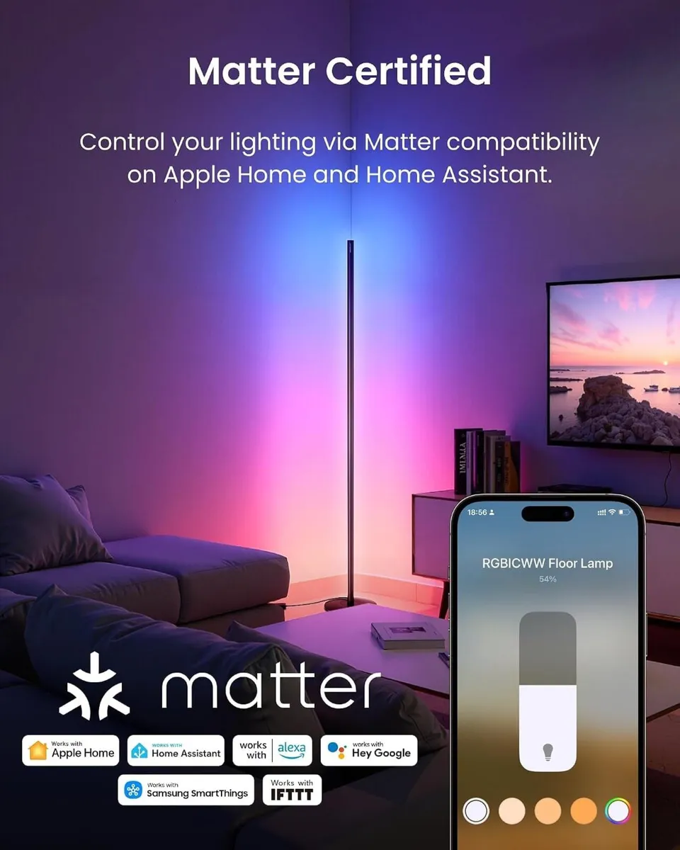 Matter Rgbicww Floor Lamp Warm Cool LED Corner - Image 2