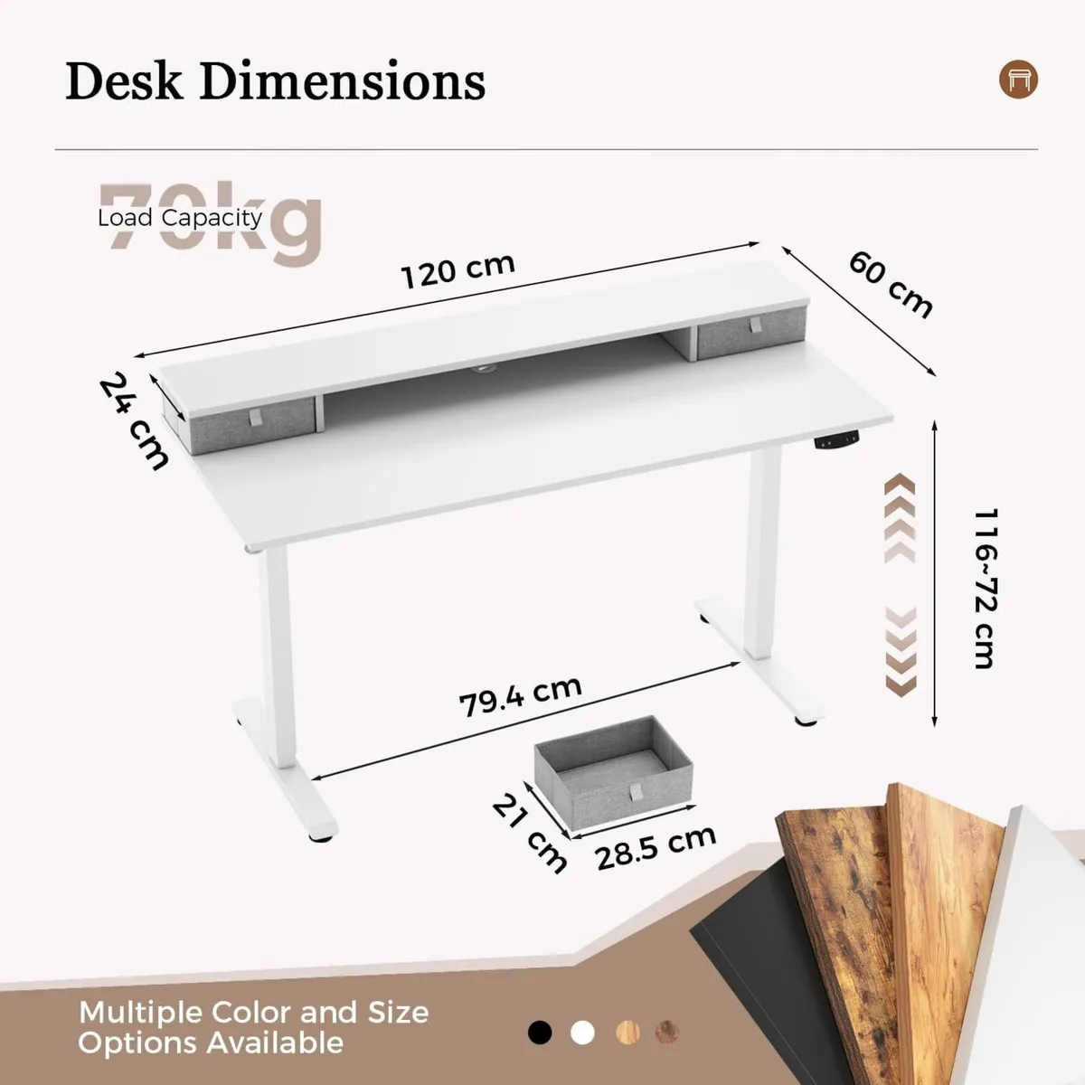 Electric Height Adjustable Desk with 2 Fabric - Image 2