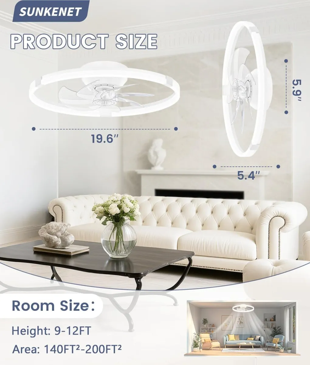 Ceiling Fan with Light Remote 6 Speeds - Image 2