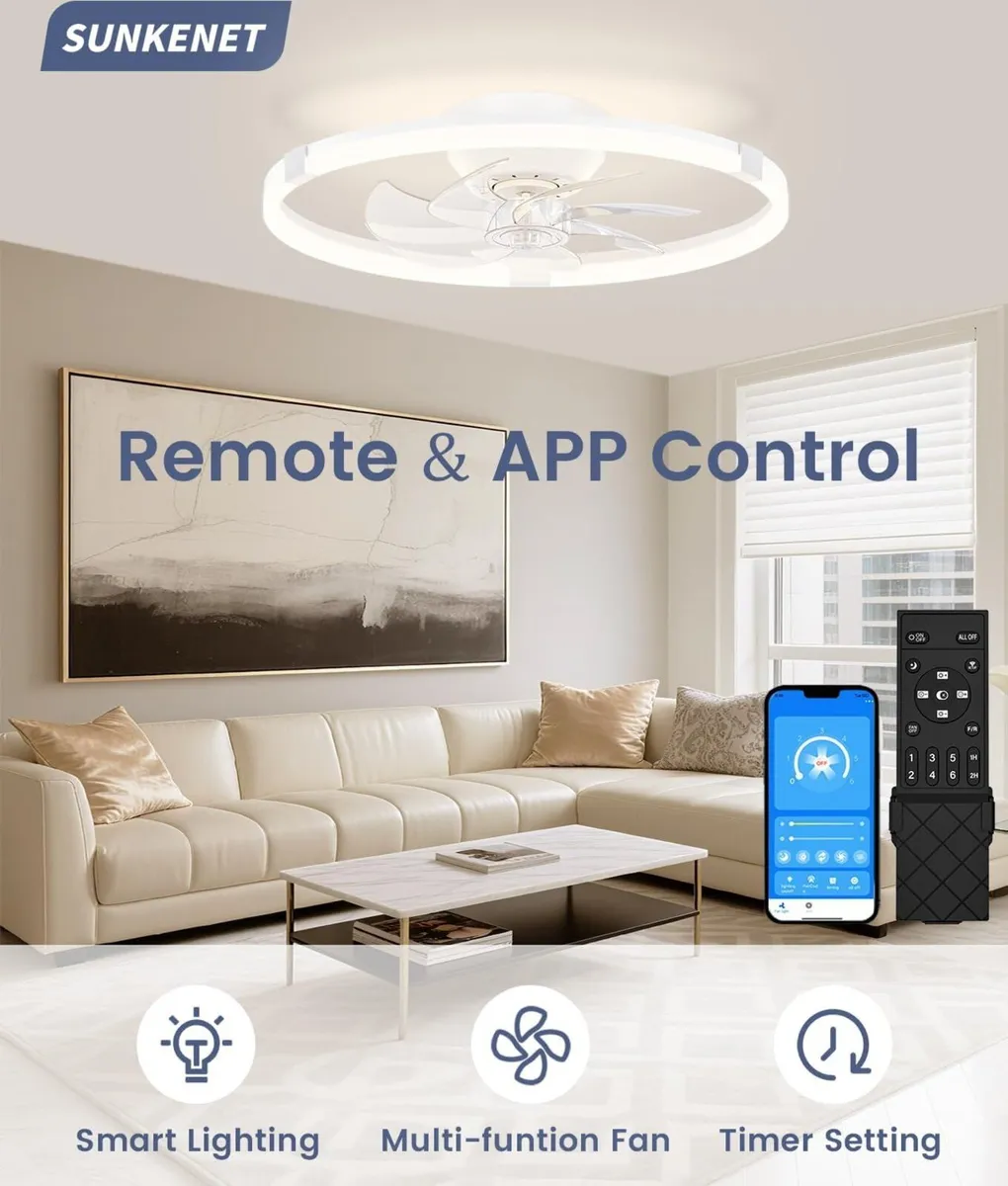 Ceiling Fan with Light Remote 6 Speeds - Image 3