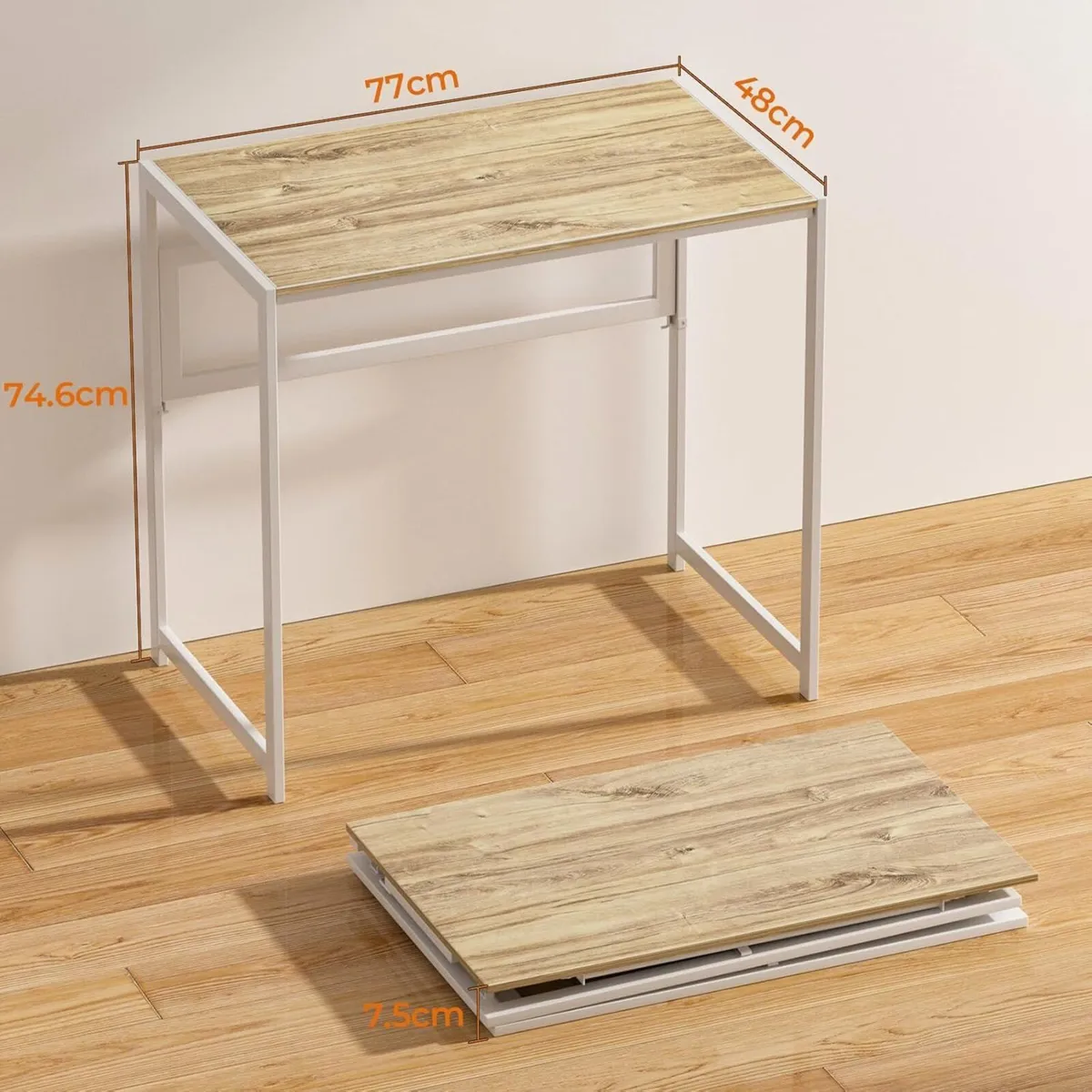Folding Desk 80CM No Assembly Required for Small - Image 3