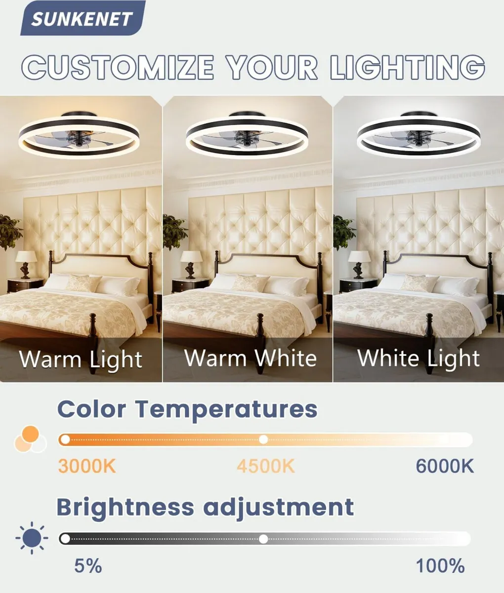 Ceiling Fan with Light Remote 6 Speeds - Image 2