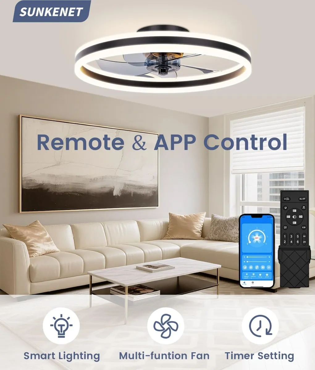 Ceiling Fan with Light Remote 6 Speeds - Image 3