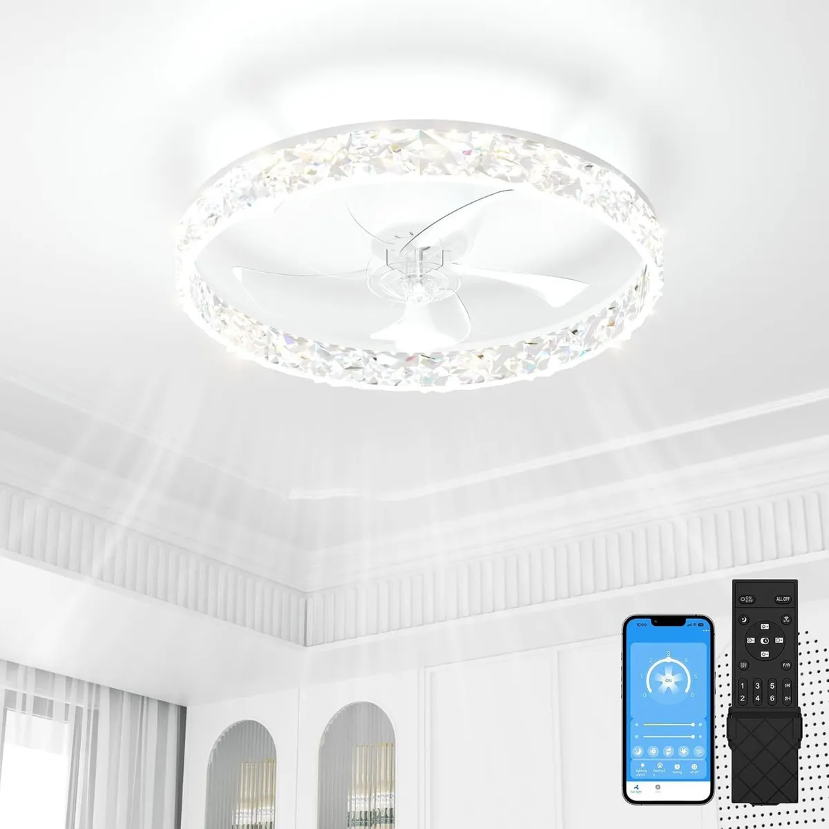 Ceiling Fan with Light Remote 6 Speeds - Image 1