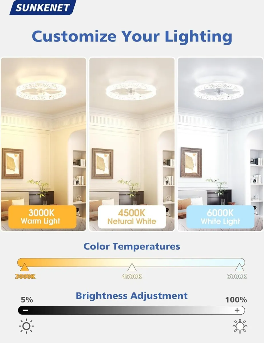 Ceiling Fan with Light Remote 6 Speeds - Image 2