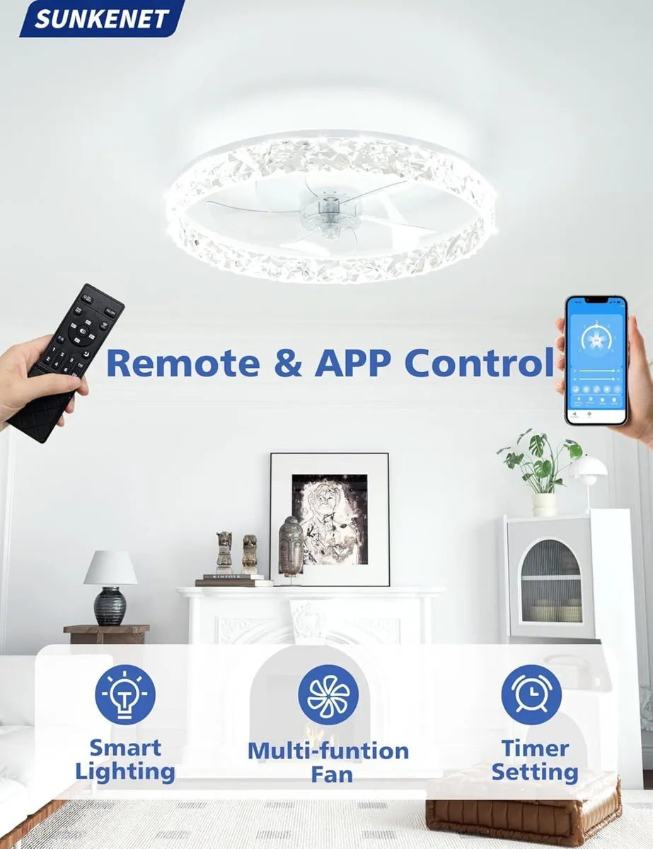 Ceiling Fan with Light Remote 6 Speeds - Image 3