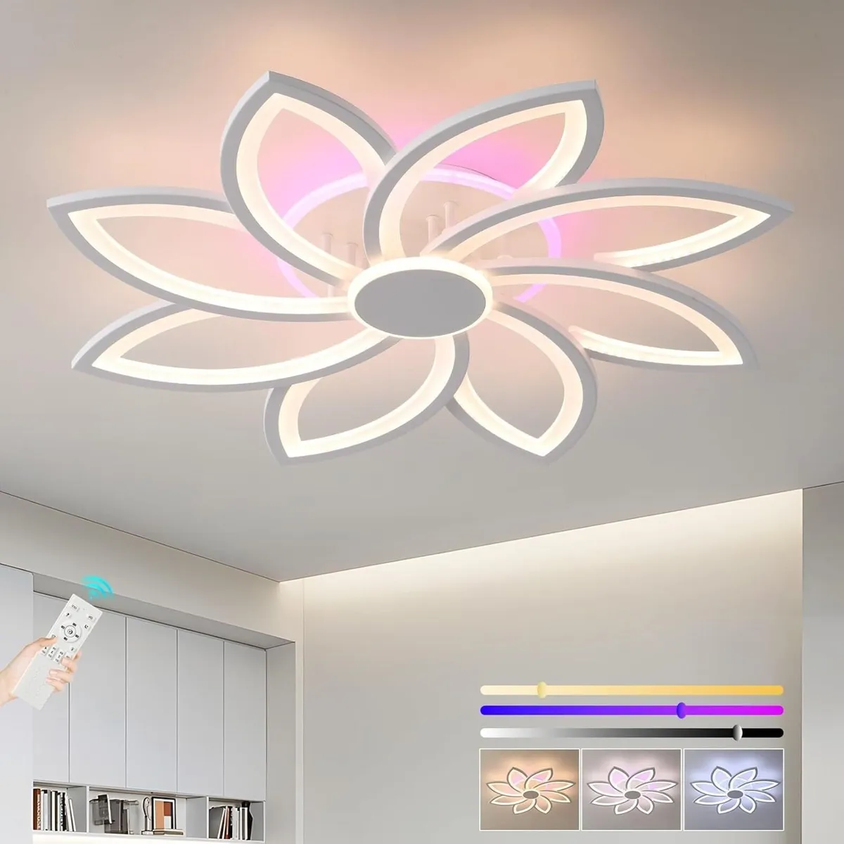 LED Ceiling Light 70W Dimmable 8-Petal Lamp - Image 1
