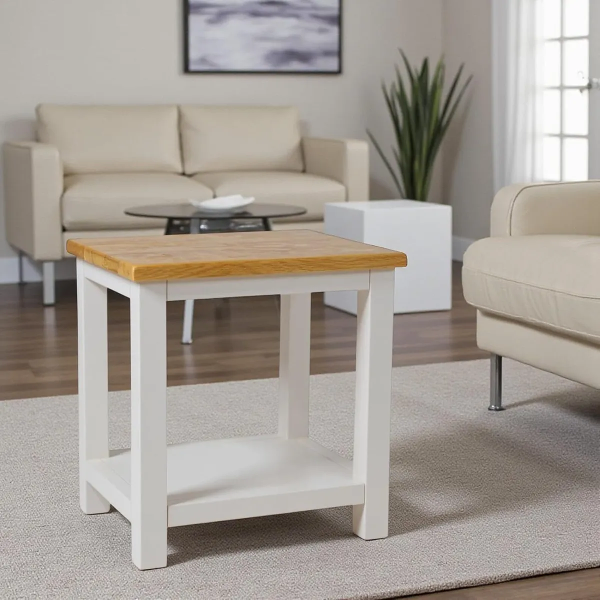 100% Oak Top Side Table Ready Assembled Painted - Image 1