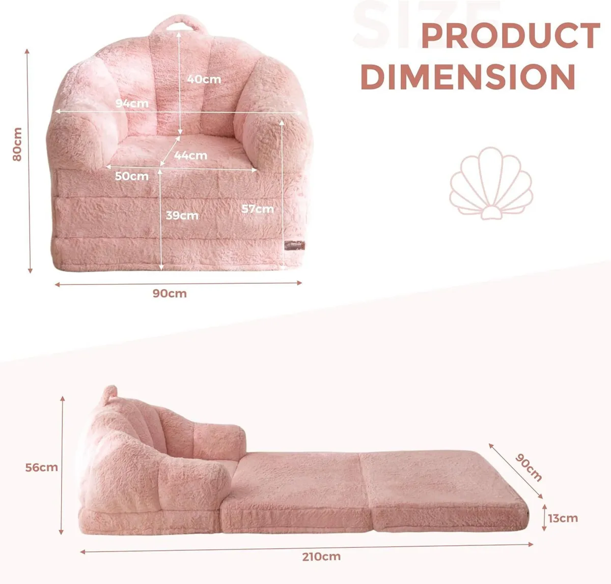 Sofa Bed Folding Bean Bag Chair Faux Fur - Image 3