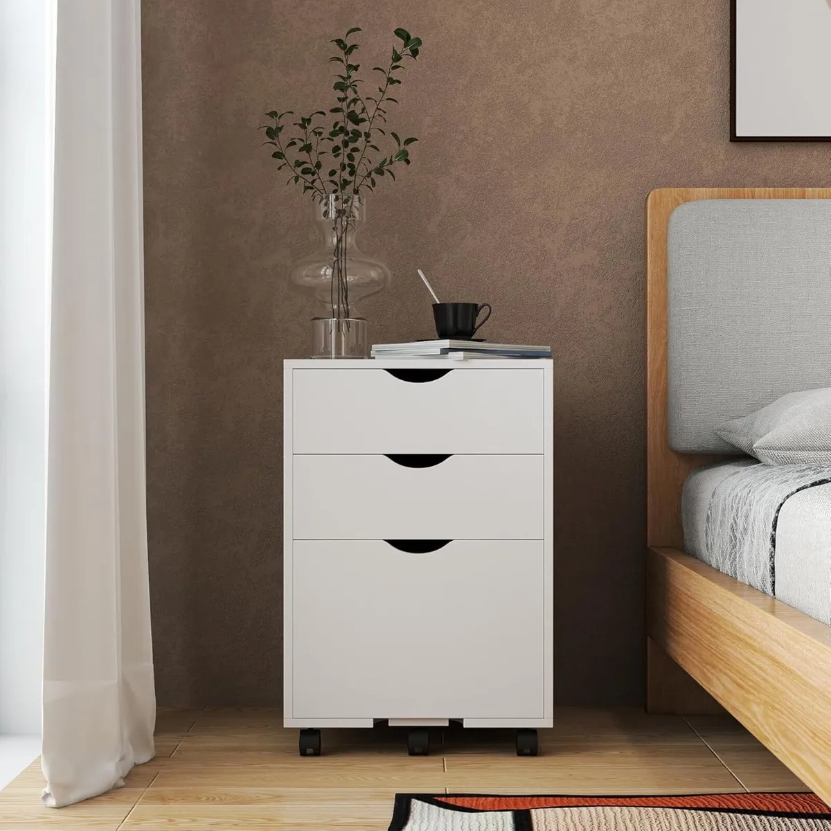 Mobile Filling Cabinet with 3-Drawer Wood Desk - Image 2