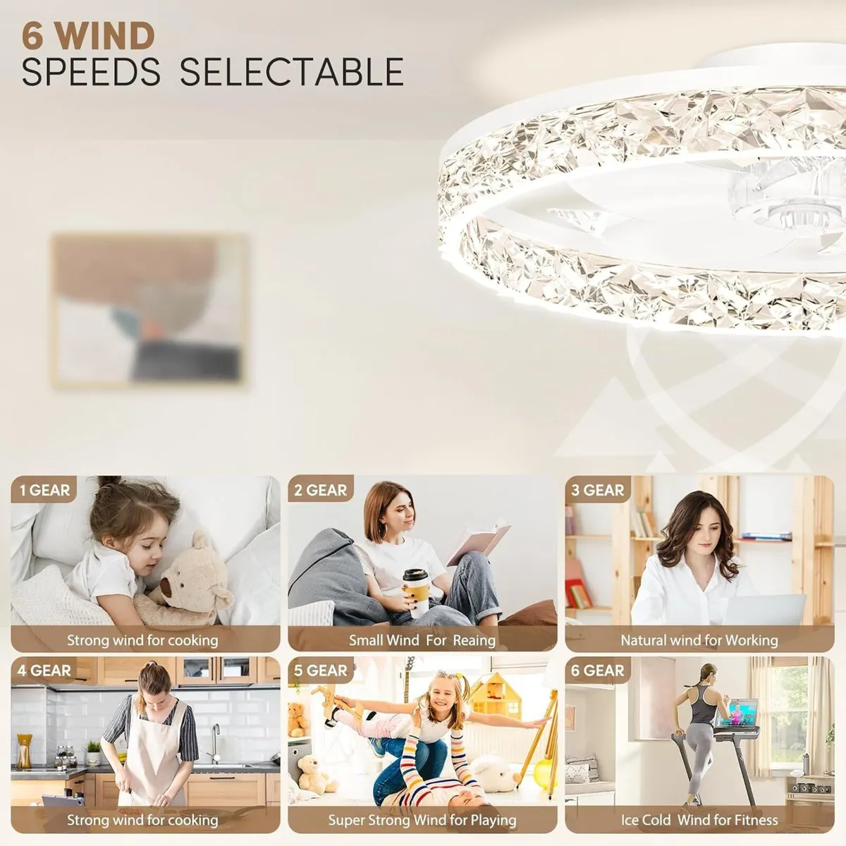 50CM LED Ceiling Fan with Lights Flush Mount - Image 4
