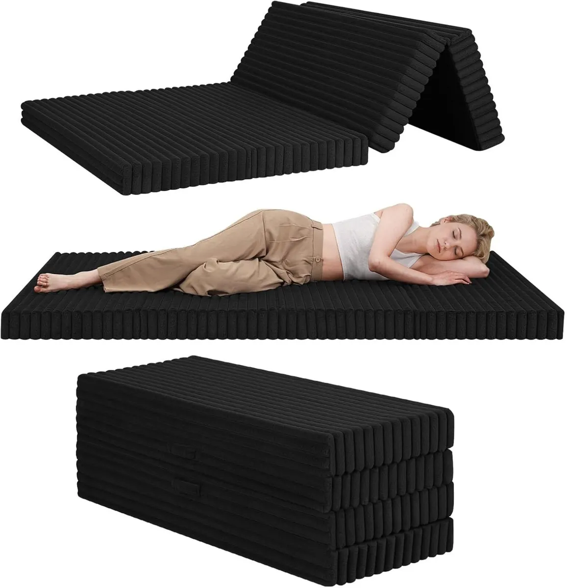 Folding Floor Mattress 4-Fold Foam Guest Bed High - Image 1