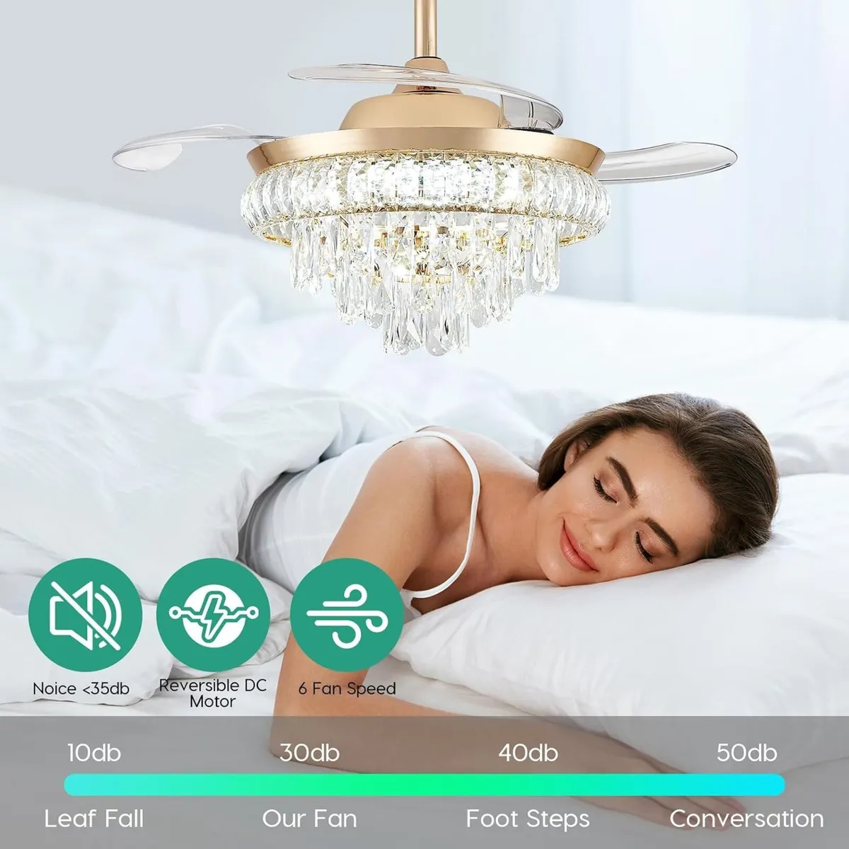 Modern Crystal Chandelier Ceiling Fan with Light - Image 3