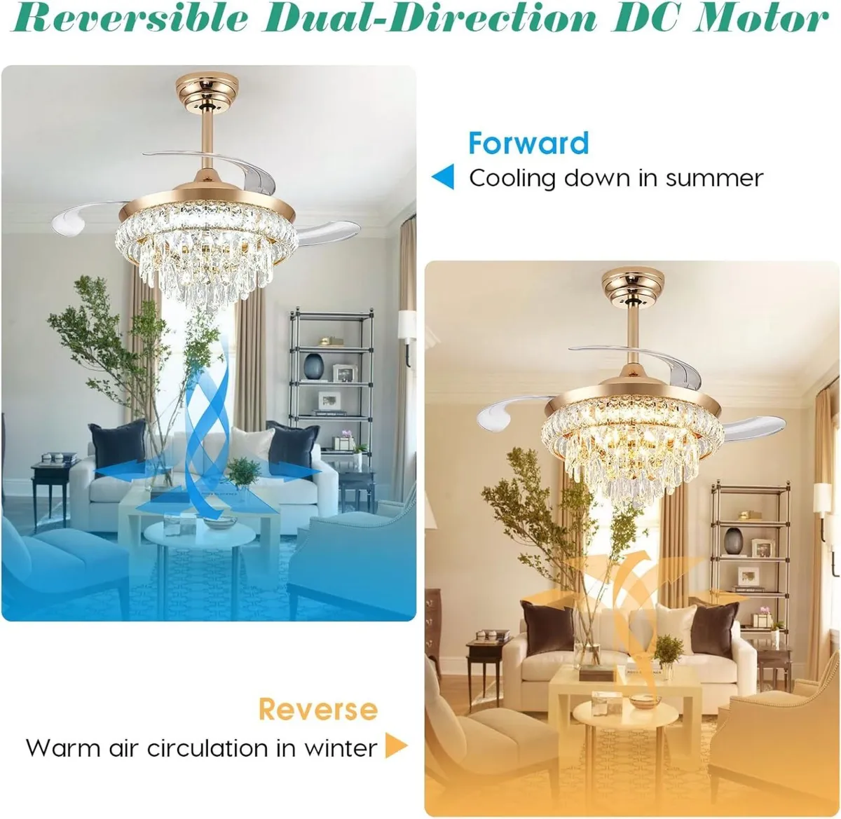 Modern Crystal Chandelier Ceiling Fan with Light - Image 4