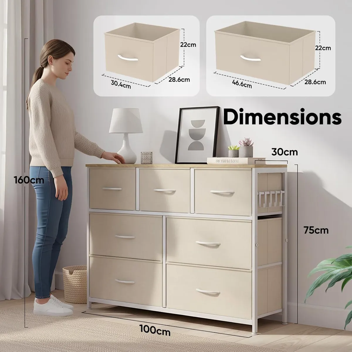 Fabric Chest of Drawer with 7 Drawers Home - Image 2