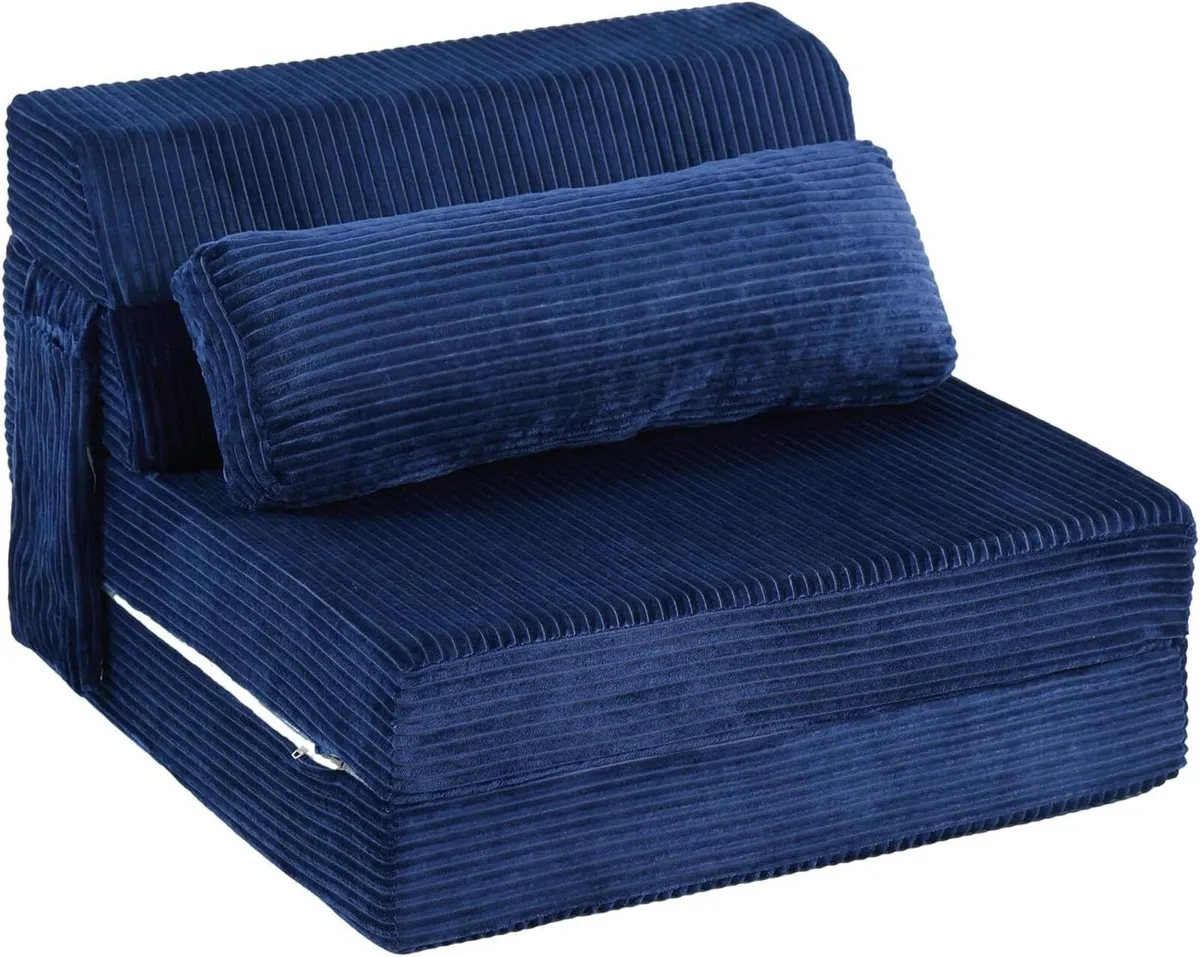Folding Sofa Bed with Pillow Corduroy Convertible - Image 1