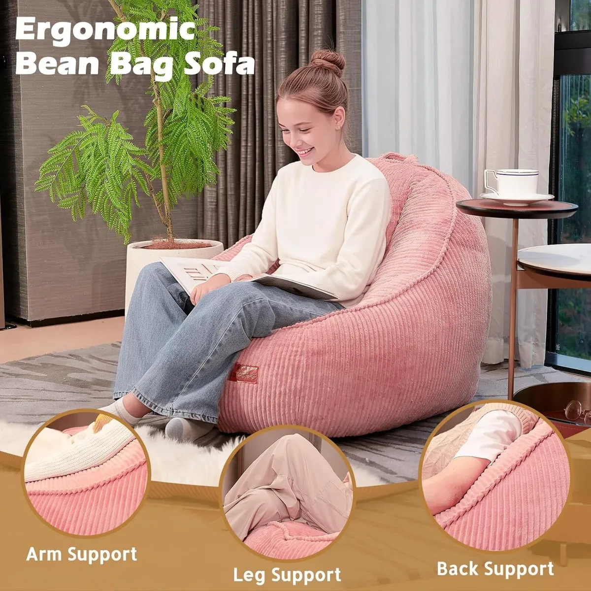 Bean Bag Chair for Teens Kids Corduroy Sofa - Image 3