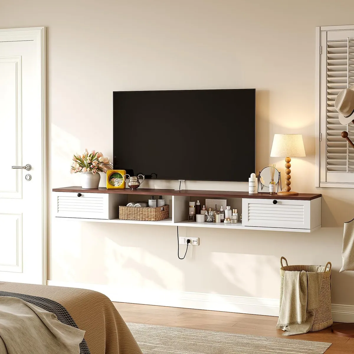 Walnut Floating TV Unit 2 Doors 2 - Image 1