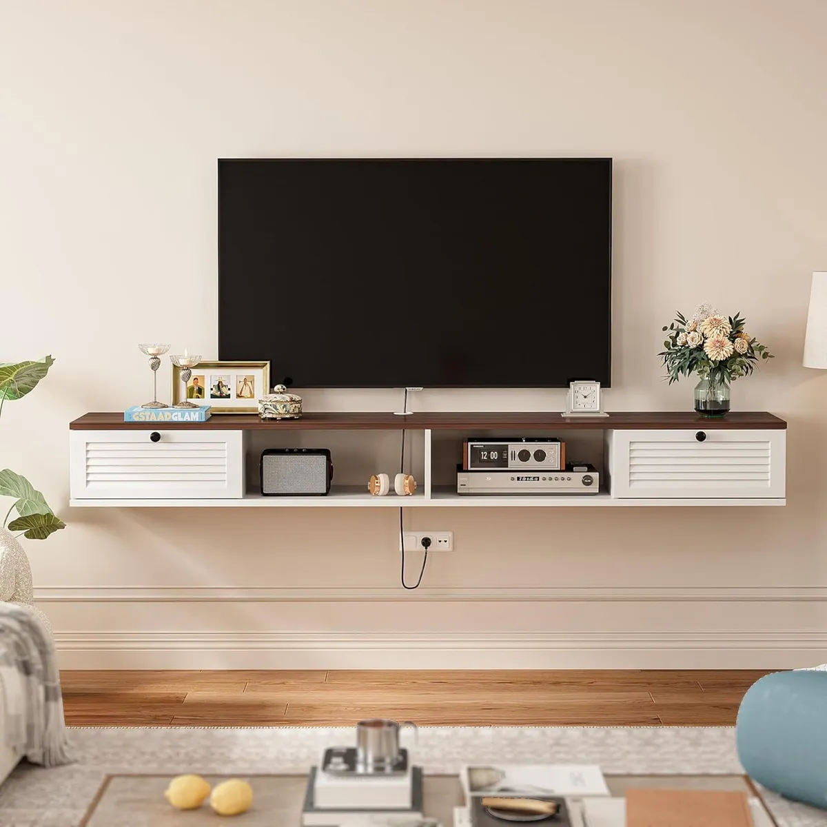 Walnut Floating TV Unit 2 Doors 2 - Image 2