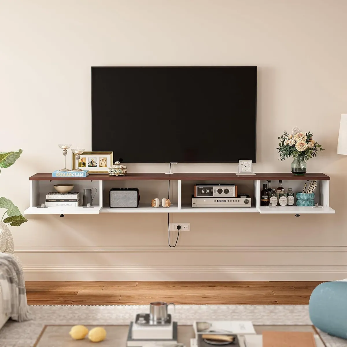 Walnut Floating TV Unit 2 Doors 2 - Image 3