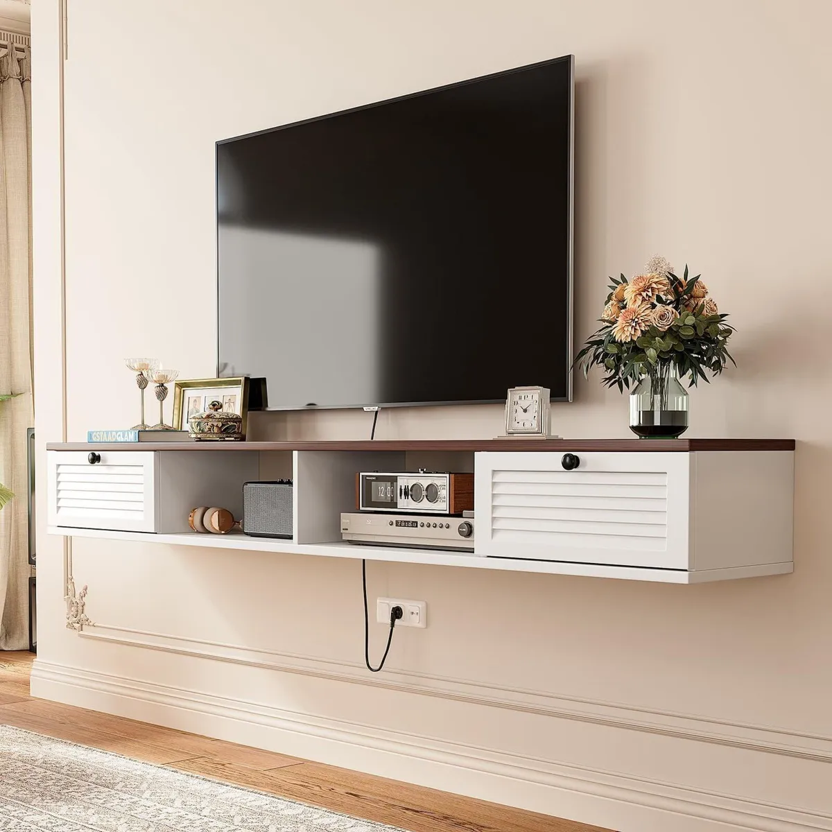 Walnut Floating TV Unit 2 Doors 2 - Image 4