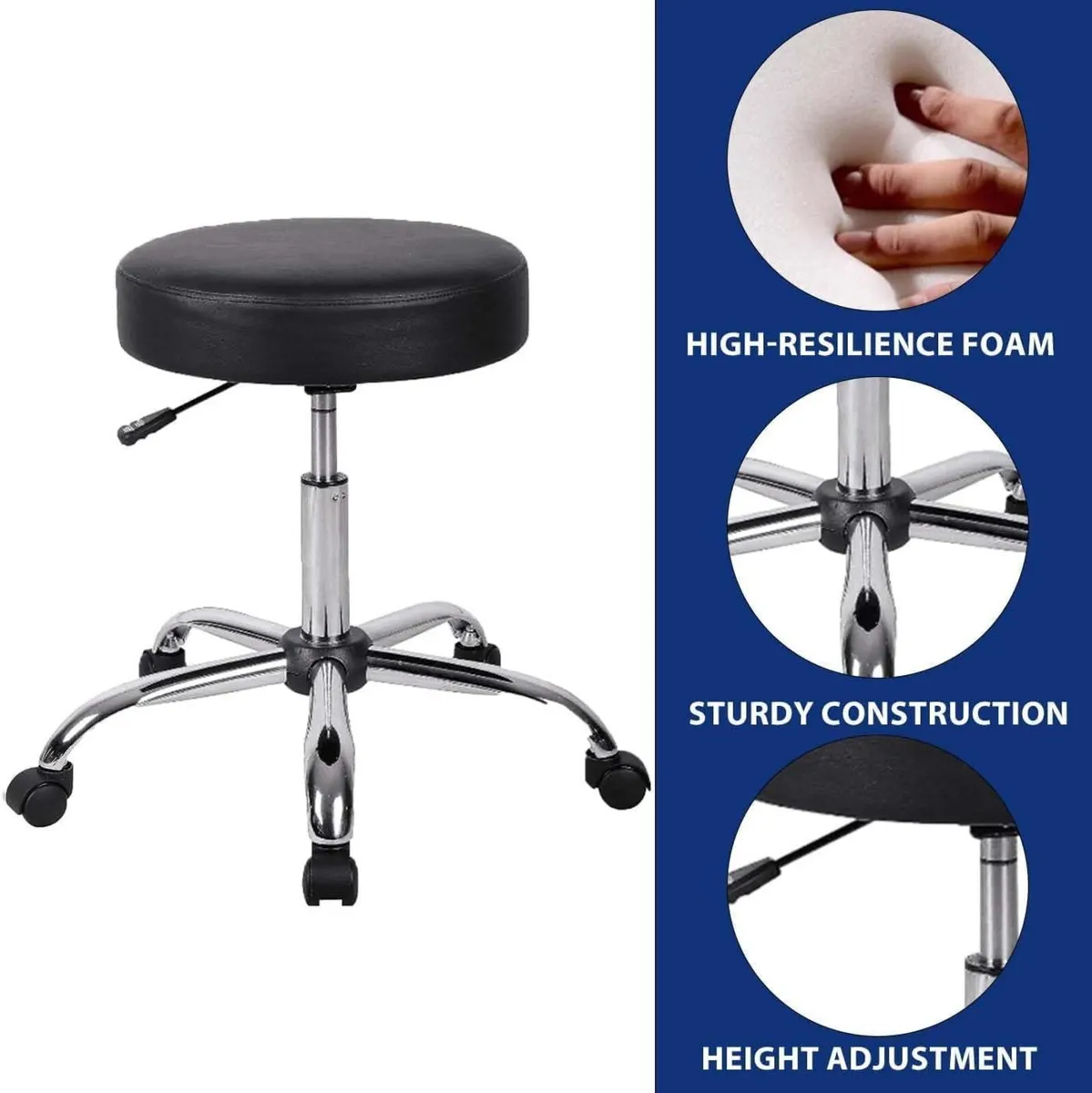 Rolling Stool Height Adjustable Rotating - Image 3