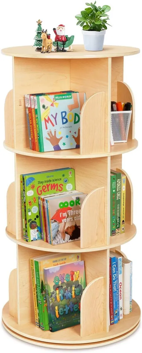 Rotating Bookshelf 3 Tier Corner Spinning - Image 1