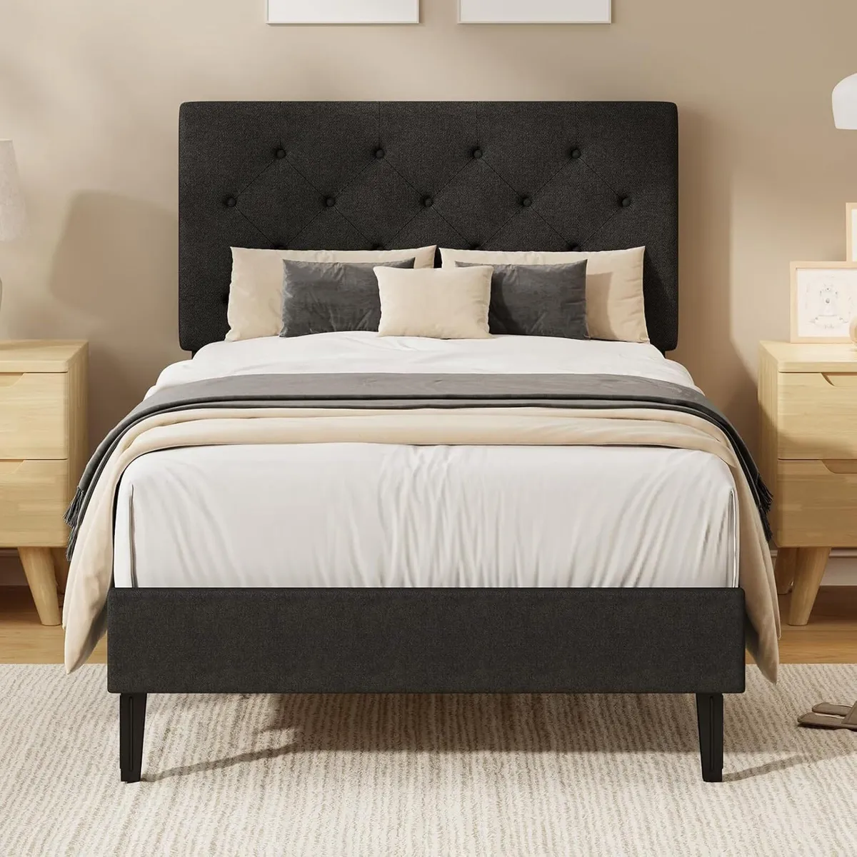 Bed Frame with Adjustable Upholstered Headboard - Image 3
