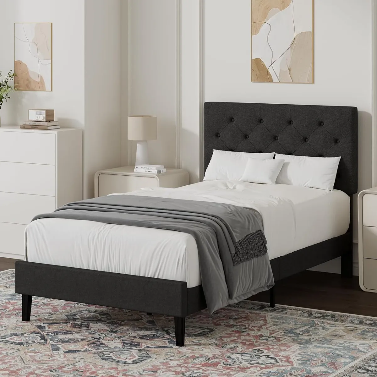 Bed Frame with Adjustable Upholstered Headboard - Image 4