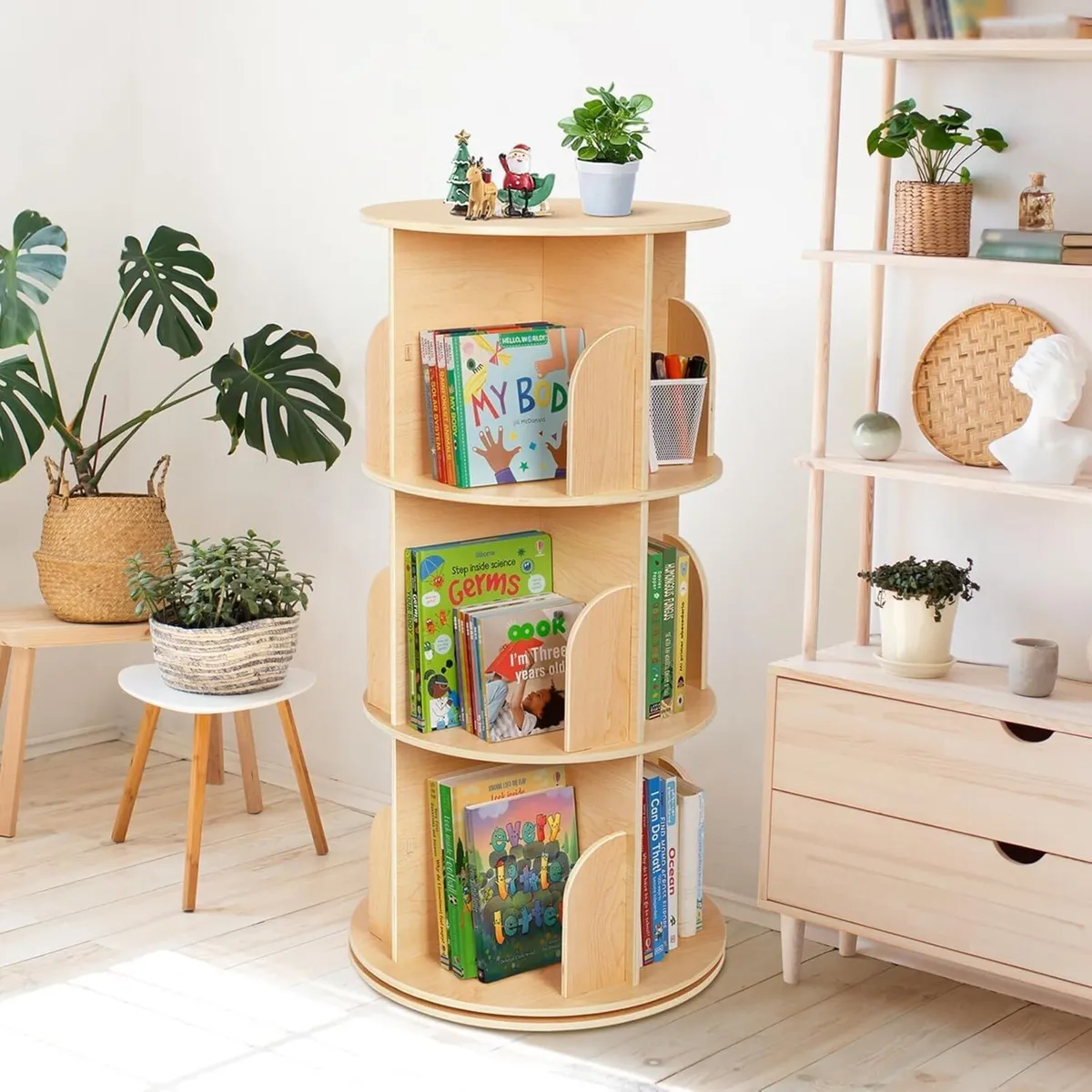 Rotating Bookshelf 3 Tier Corner Spinning - Image 2