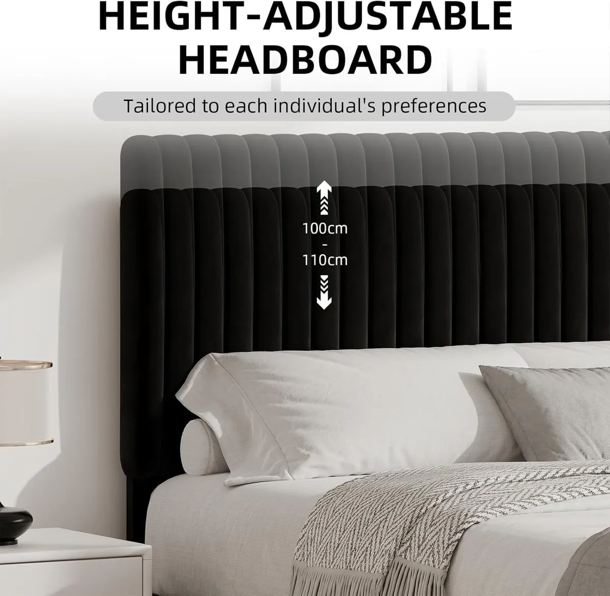 Bed Frame Upholstered with Velvet Headboard - Image 4