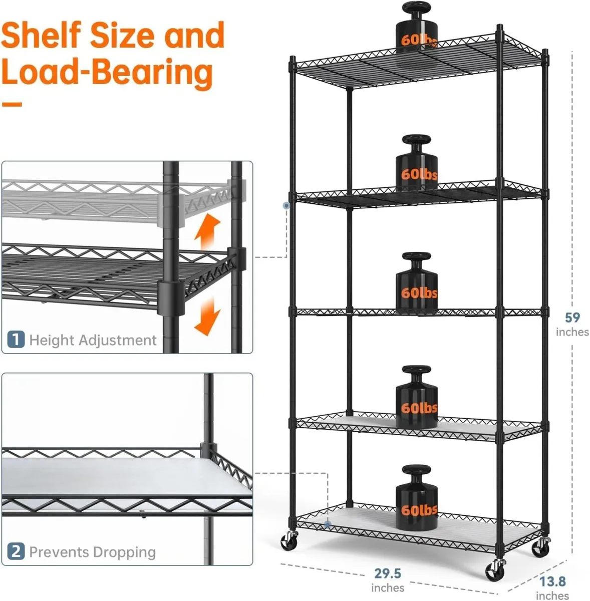 5-Tier Indoor Plant Shelf with Grow Light Wheels - Image 2