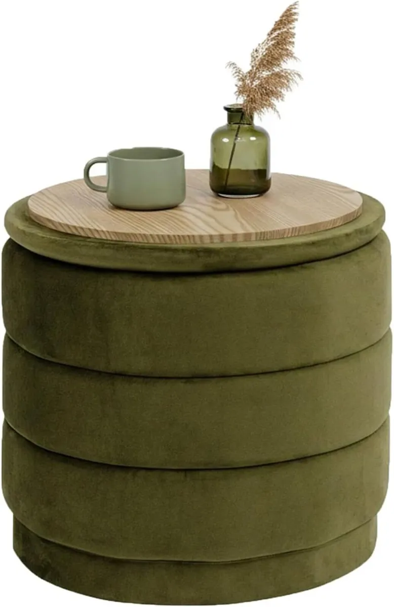Large Storage Ottoman Round Folding Foot Rest - Image 1