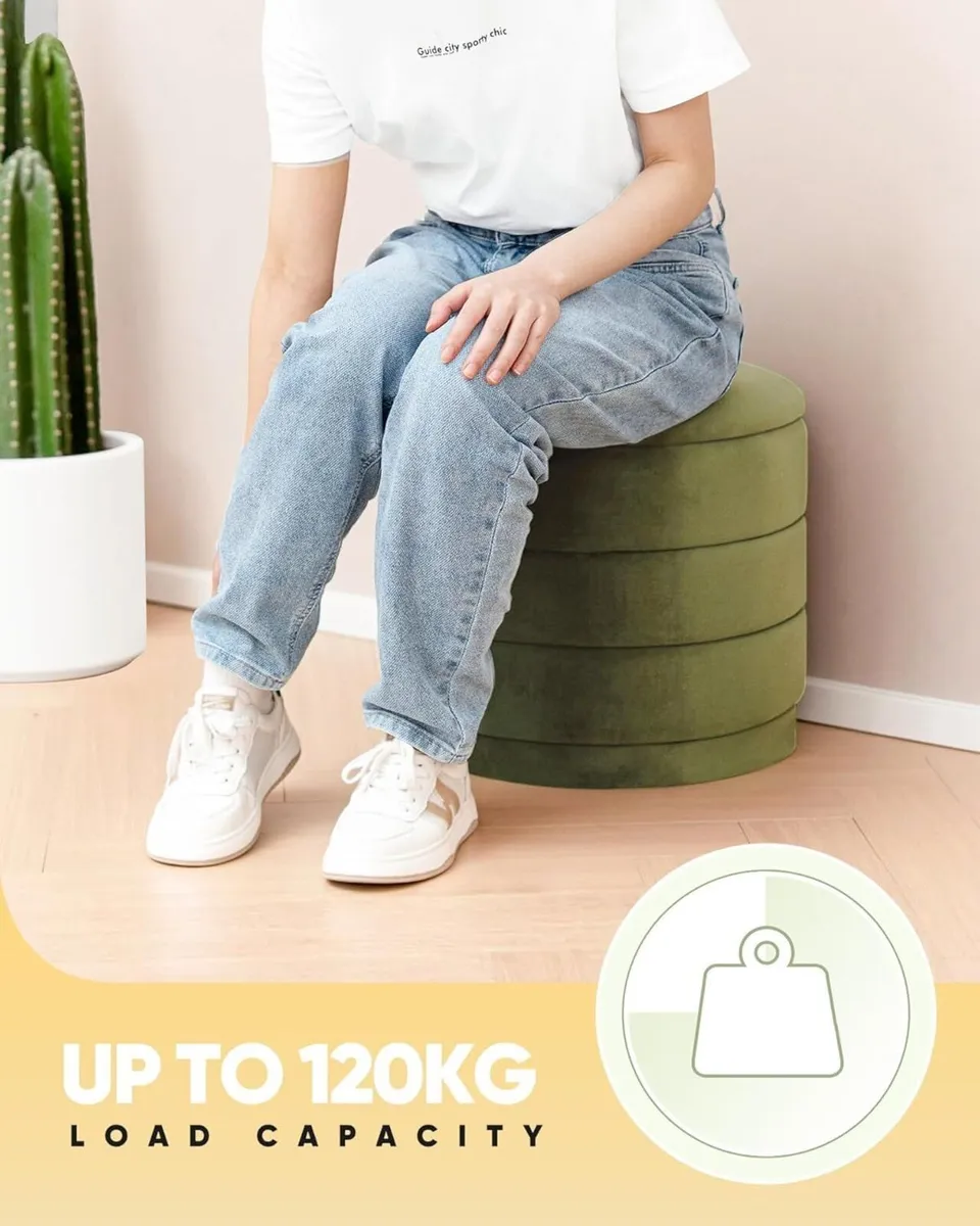 Large Storage Ottoman Round Folding Foot Rest - Image 4
