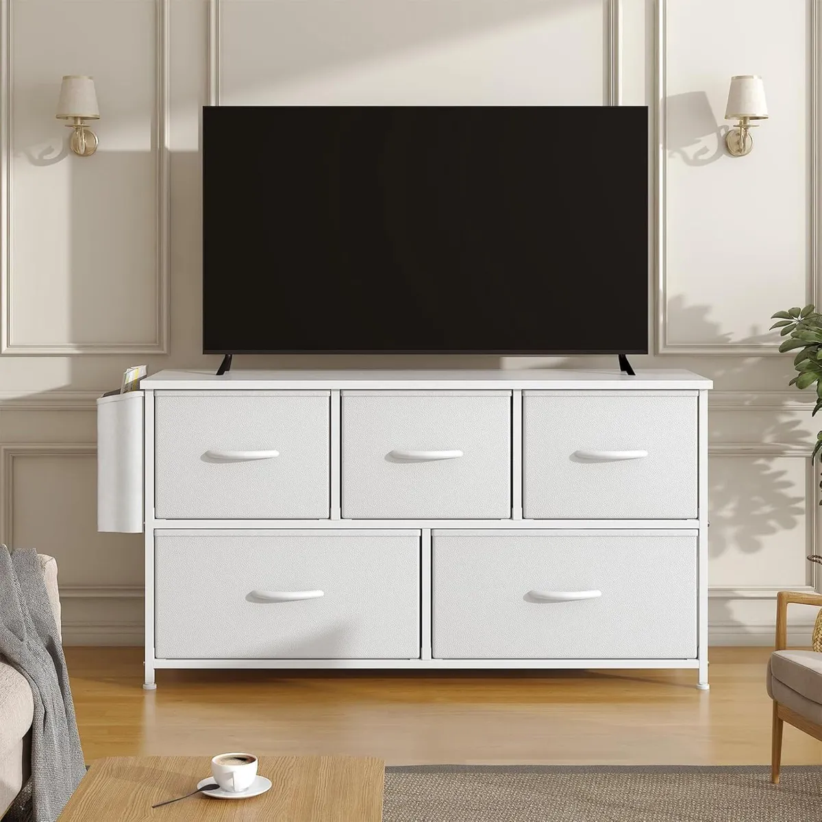 Fabric 5 Drawer Storage Cabinet with Side Pocket - Image 3