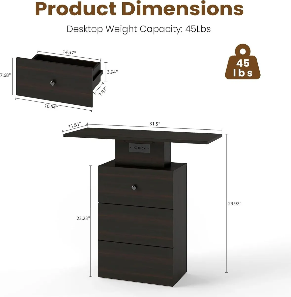 Console Table with Drawers LED Charging Entryway - Image 2