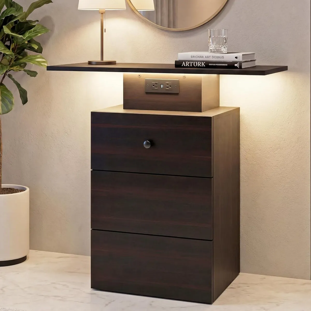 Console Table with Drawers LED Charging Entryway - Image 3