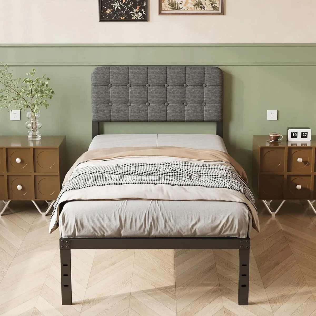 6 Bed Frame with Upholstered Headboard - Image 3
