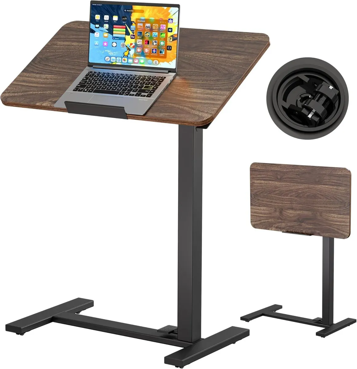 Mobile Standing Desk Laptop Pneumatic with Wheels - Image 1