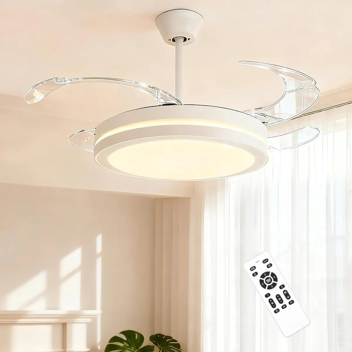 107CM Retratable Ceiling Fan with Lights Remote 6 - Image 1