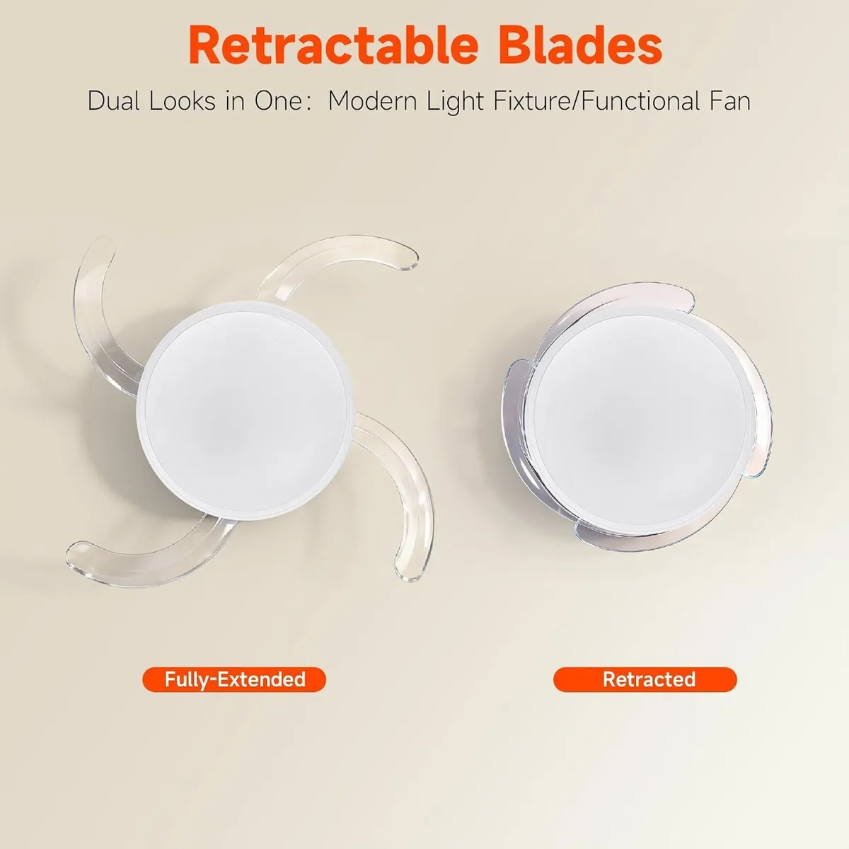 107CM Retratable Ceiling Fan with Lights Remote 6 - Image 2