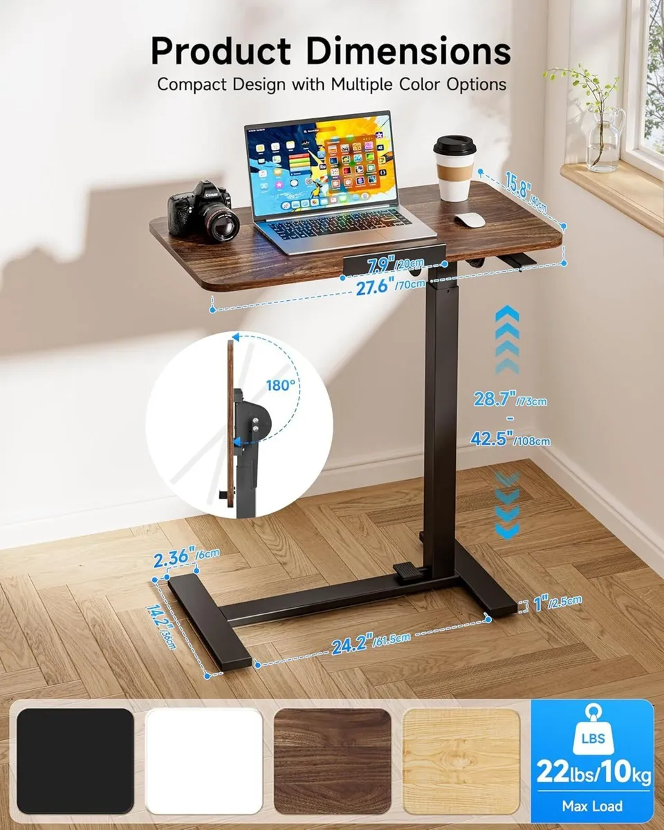 Mobile Standing Desk Laptop Pneumatic with Wheels - Image 2