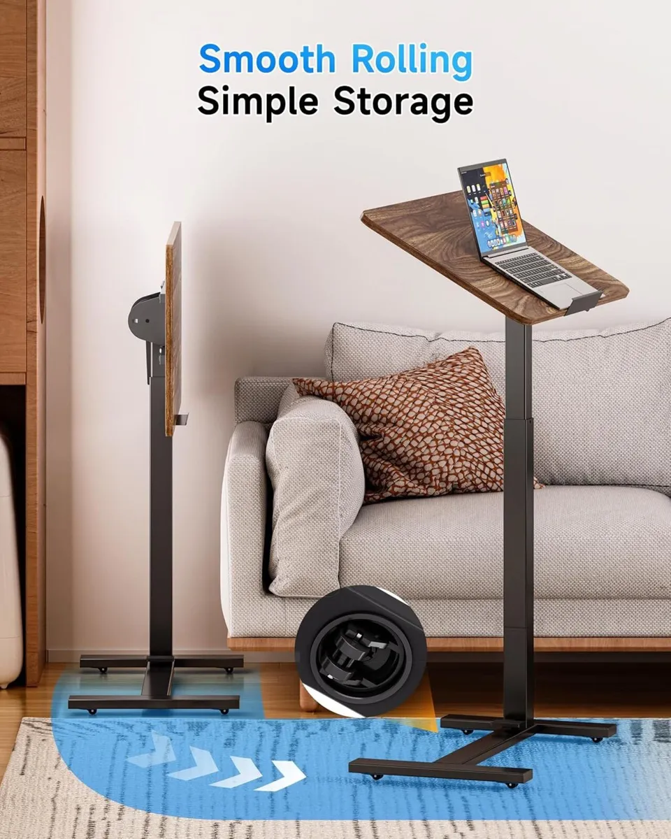 Mobile Standing Desk Laptop Pneumatic with Wheels - Image 4