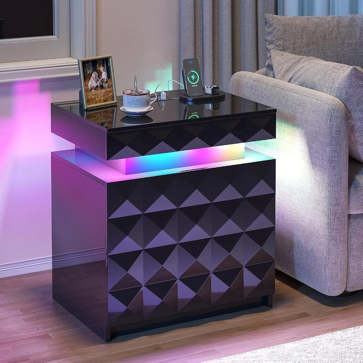 Bedside Table with Hidden Drawer for Bedroom - Image 1