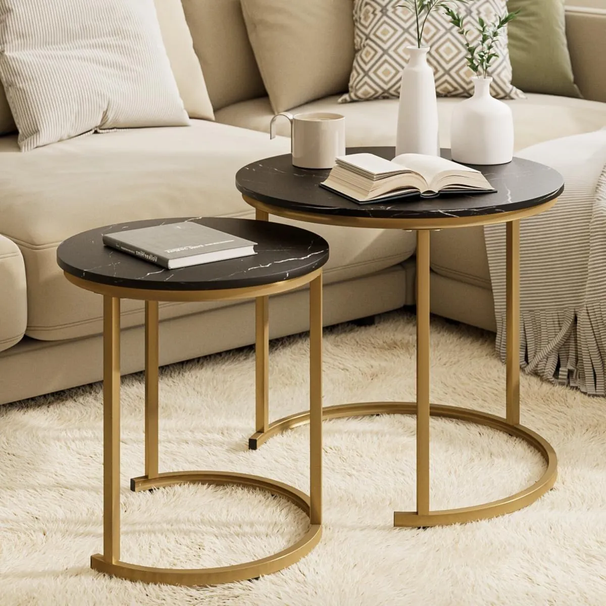 Round Coffee Tables Removable End Table Nesting - Image 2