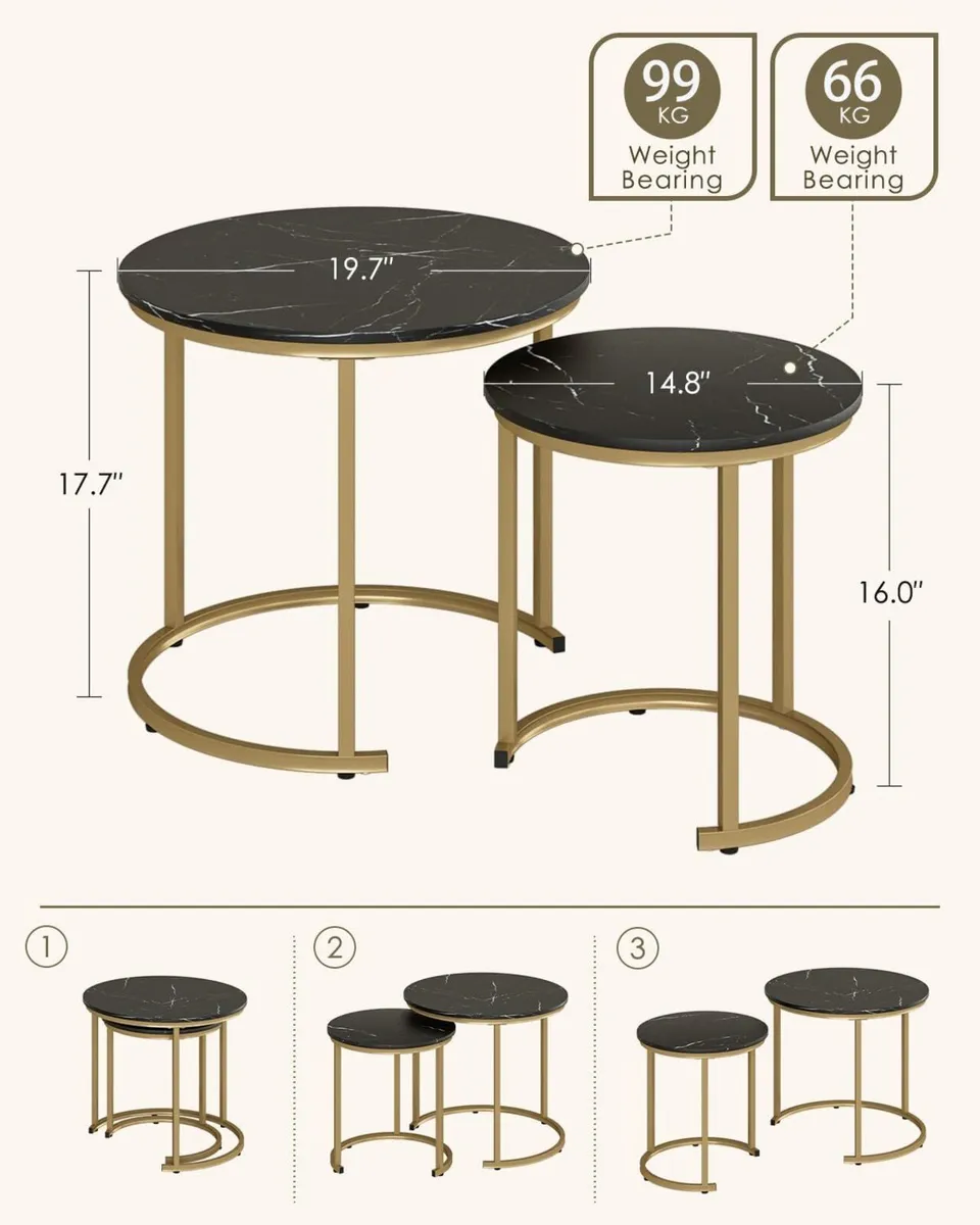 Round Coffee Tables Removable End Table Nesting - Image 3