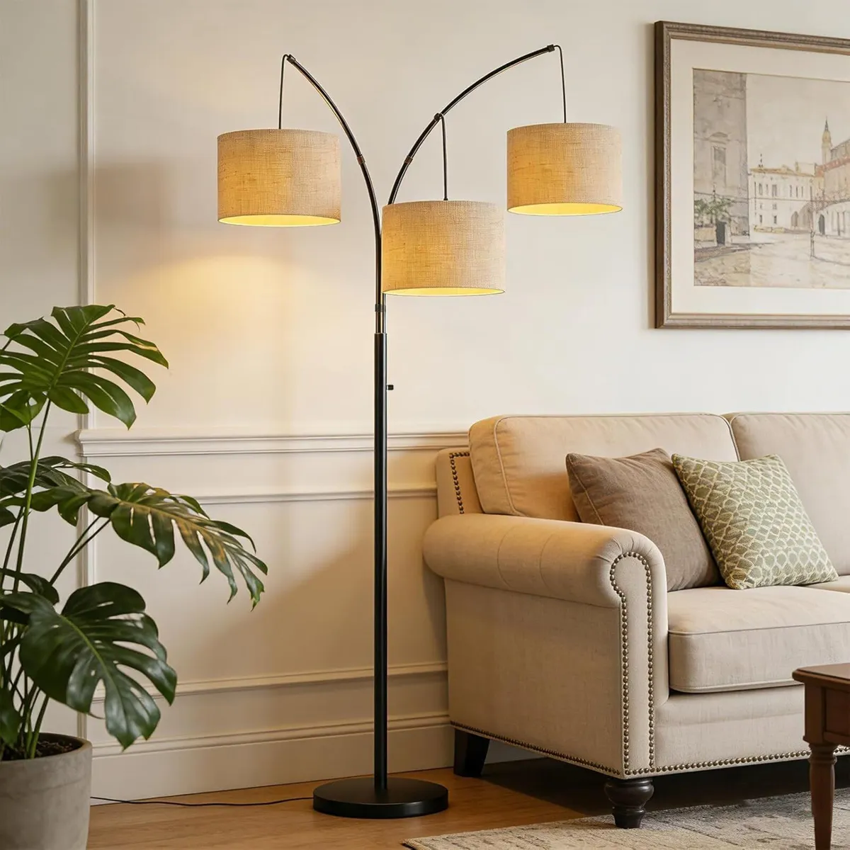 Inch Arc Floor Lamp for Bedroom 3-Light Dimmable - Image 1