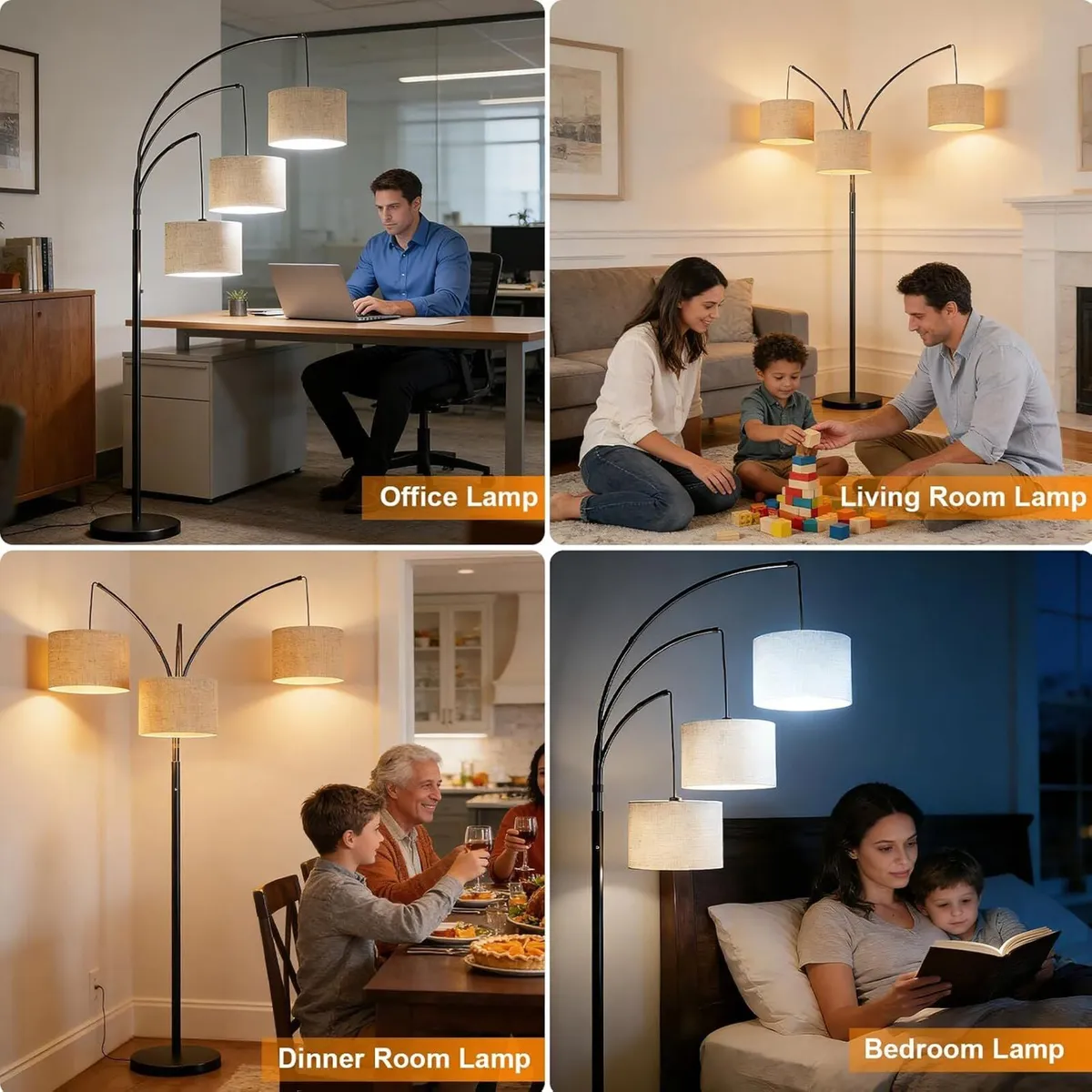 Inch Arc Floor Lamp for Bedroom 3-Light Dimmable - Image 2