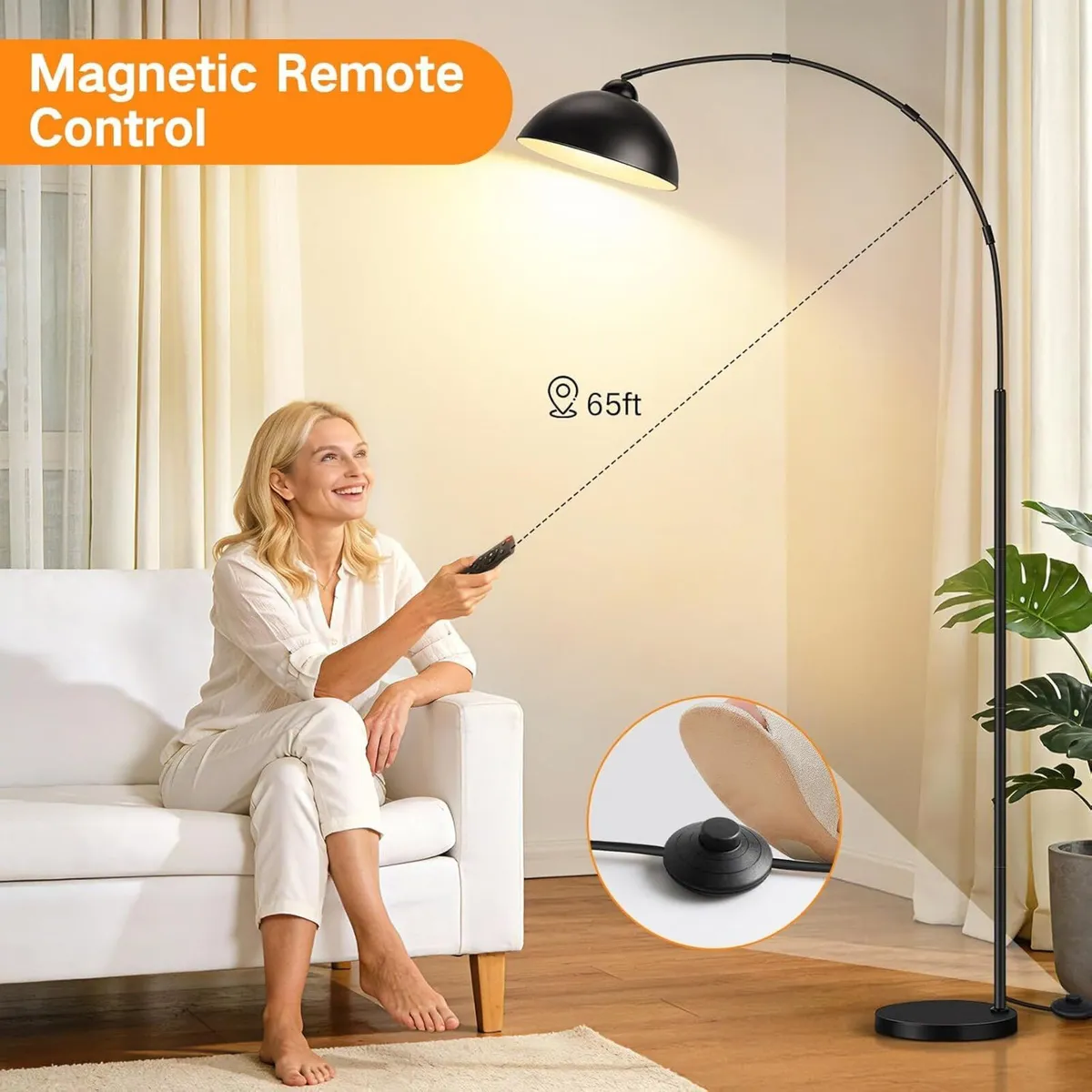 Arc Floor Lamp for Living Room 80.3" Dimmable - Image 3