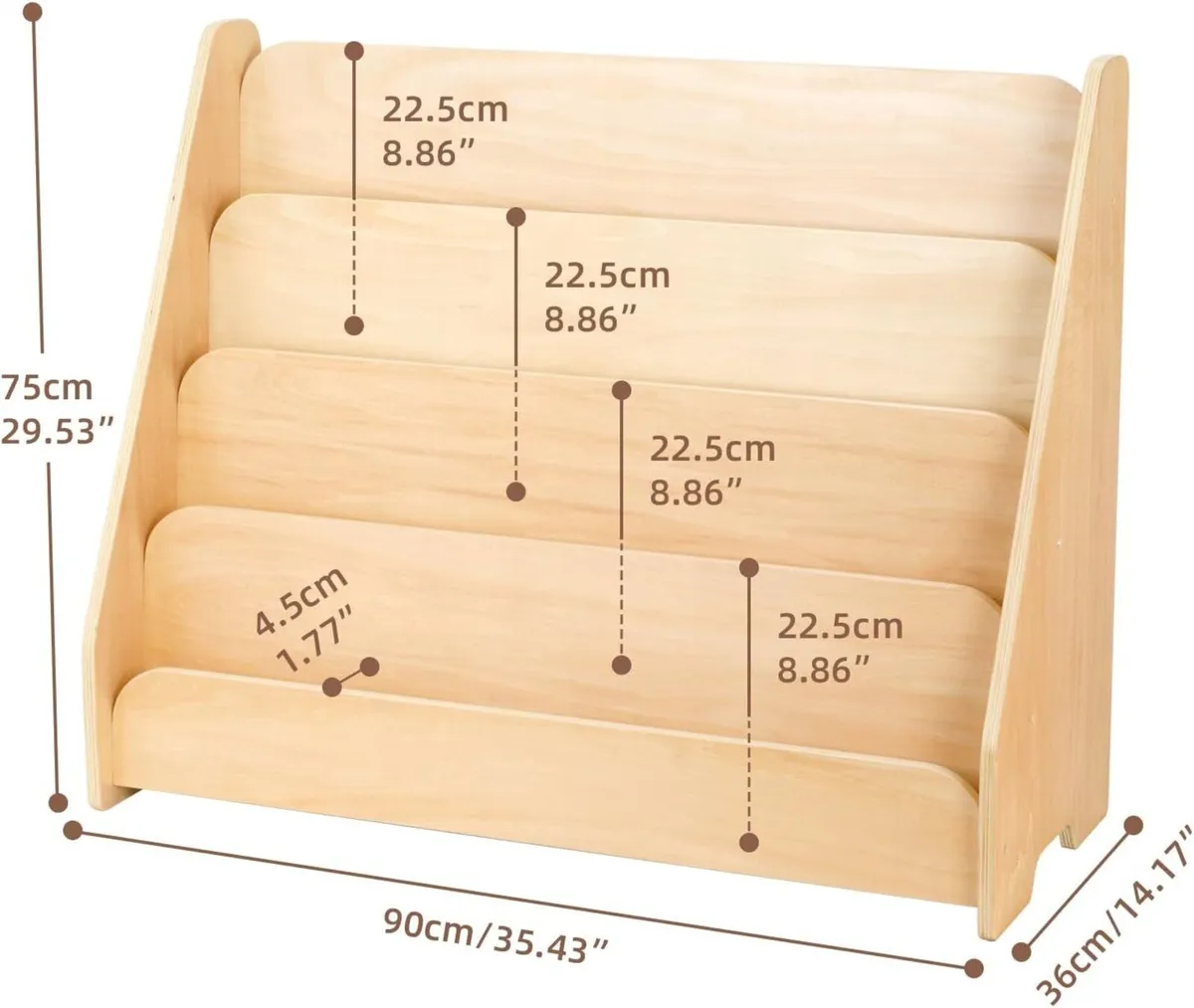 4-Tier Kids Bookshelf Wooden Front Facing Toddler - Image 3